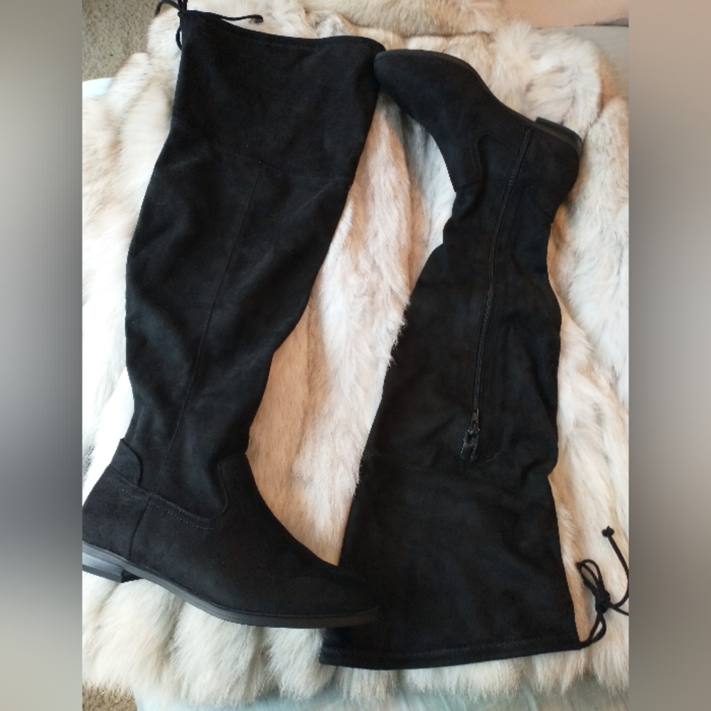 Thigh high suede boots